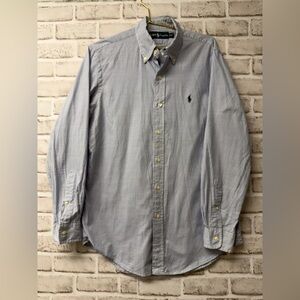 Ralph Lauren Men's sz.15 32/33 Blue Checkered Button-down Shirt. Navy Pony